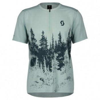Maillot Ms Trail Flow Zip Ss Mineral Green/Aruba Green