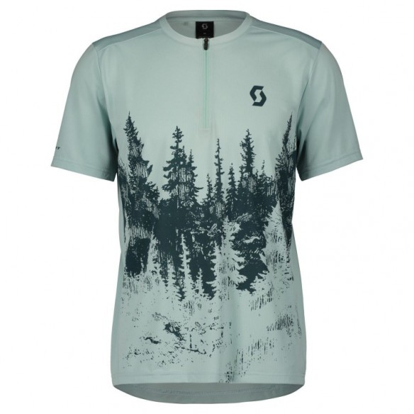 Maillot Ms Trail Flow Zip Ss Mineral Green/Aruba Green