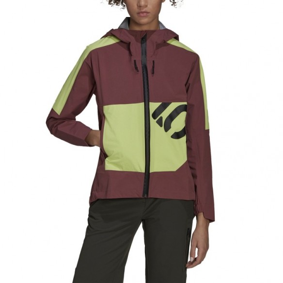 Chaqueta Con Capucha W 5.10 Rain Quiet Crimson/Pulse Lime Five Ten