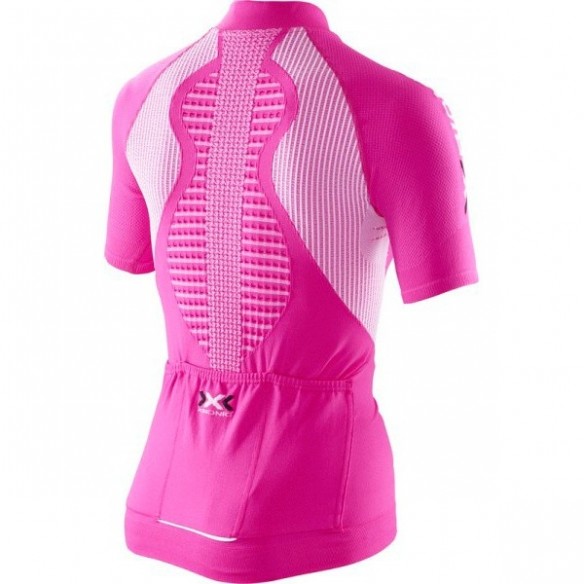 Maillot M/C Full Zip Bike The Trick Evo Mujer Rosa/Blanco X-Bionic
