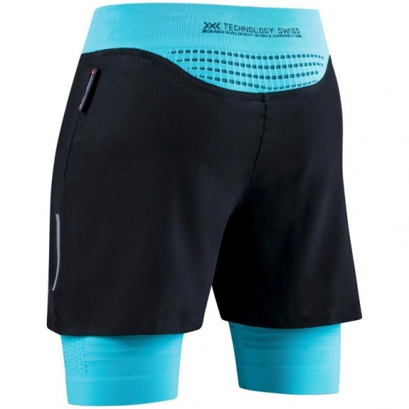 Malla Corta Effektor 4d Running Streamlite Mujer Black/Effektor Turquoise X-Bionic