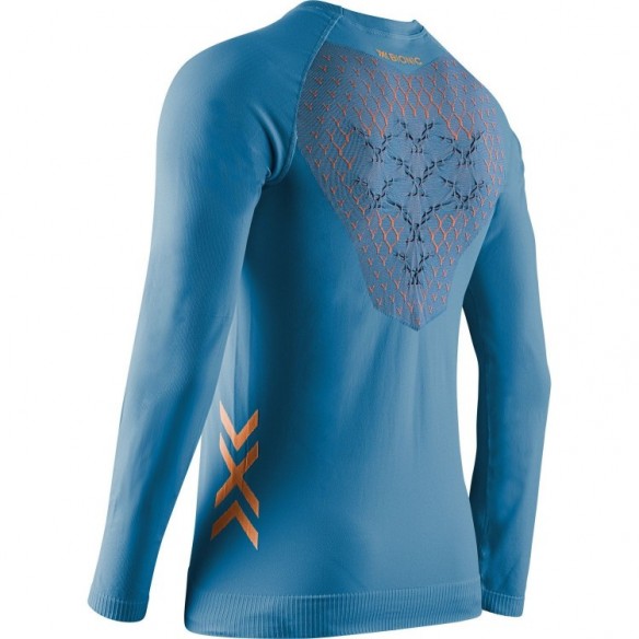 Camiseta M/L Twyce Run Hombre Mineral Blue/Orange X-Bionic