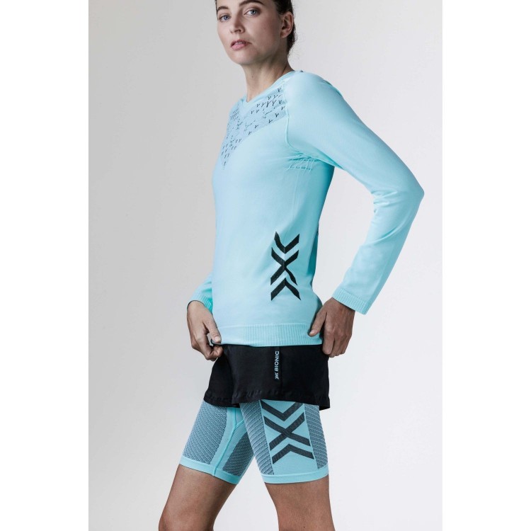 Camiseta M/L Twyce Run Mujer Clearwater/Black...