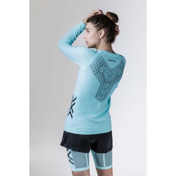 Camiseta M/L Twyce Run Mujer Clearwater/Black X-Bionic