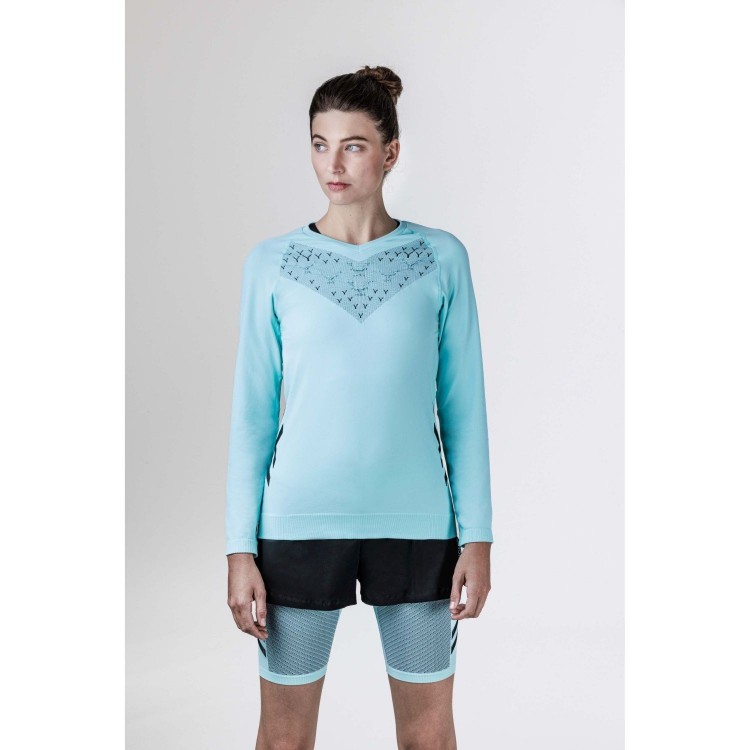 Camiseta M/L Twyce Run Mujer Clearwater/Black...