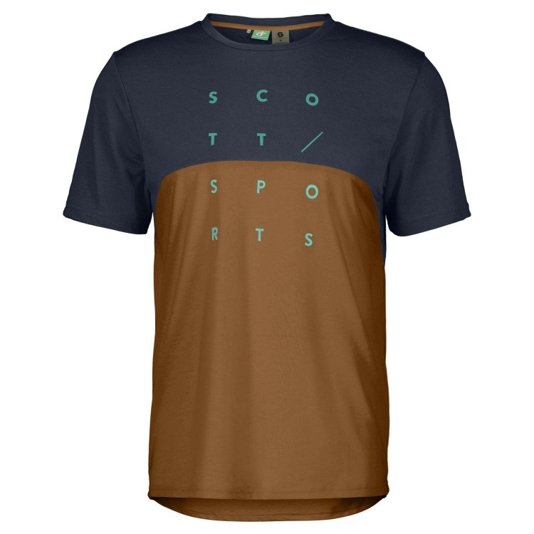 Maillot MS Trail Flow Dri SS Dark Blue/Bread Brown Scott